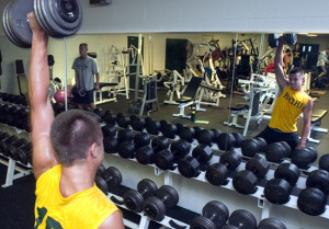 Athletes take part in strength and conditioning camp