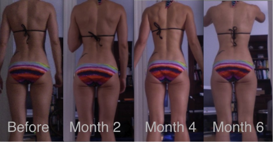 Glutes before and online after squats